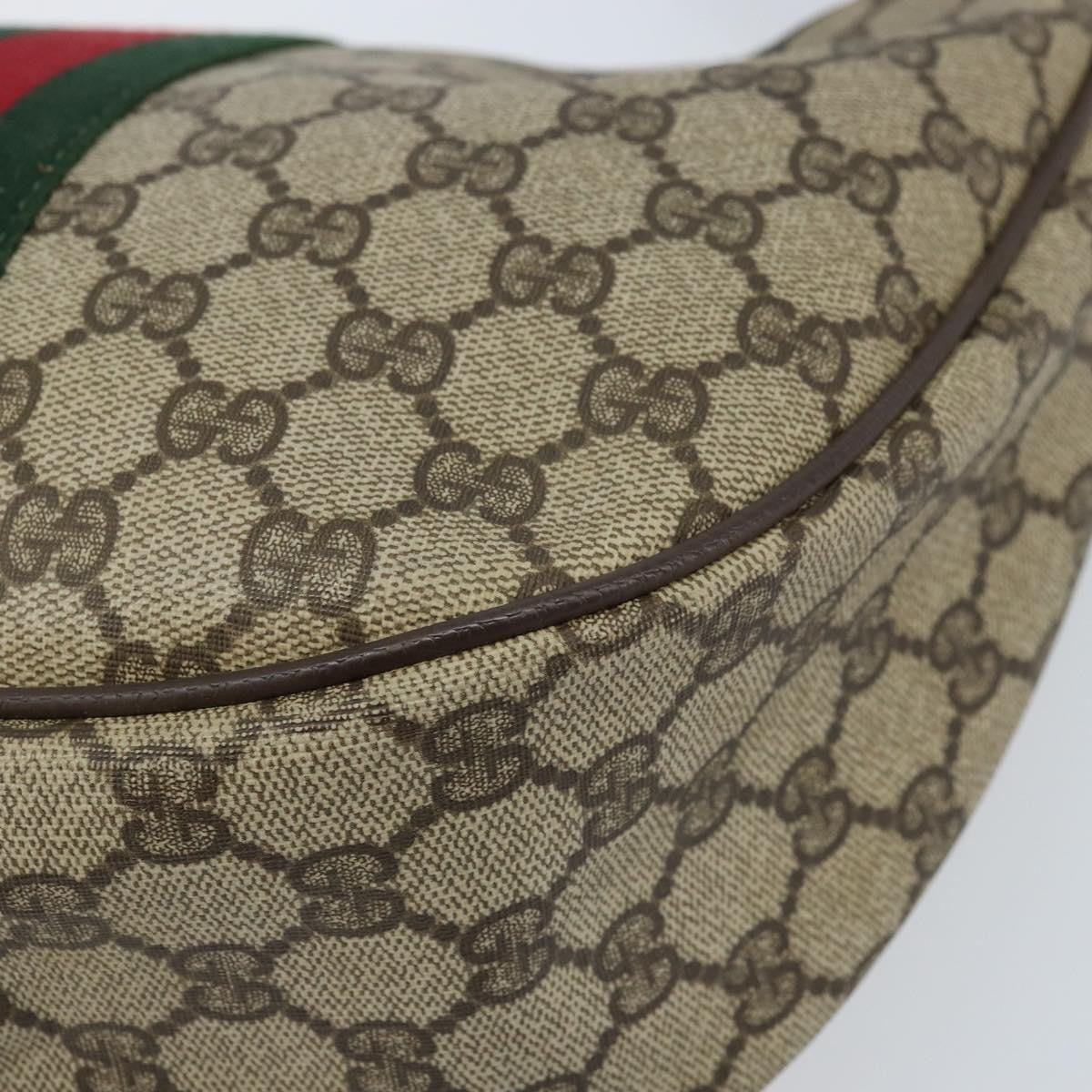 Gucci GUCCI Web Sherry Line GG Supreme Shoulder Bag PVC Beige Gold 010 378 Authentic 172377