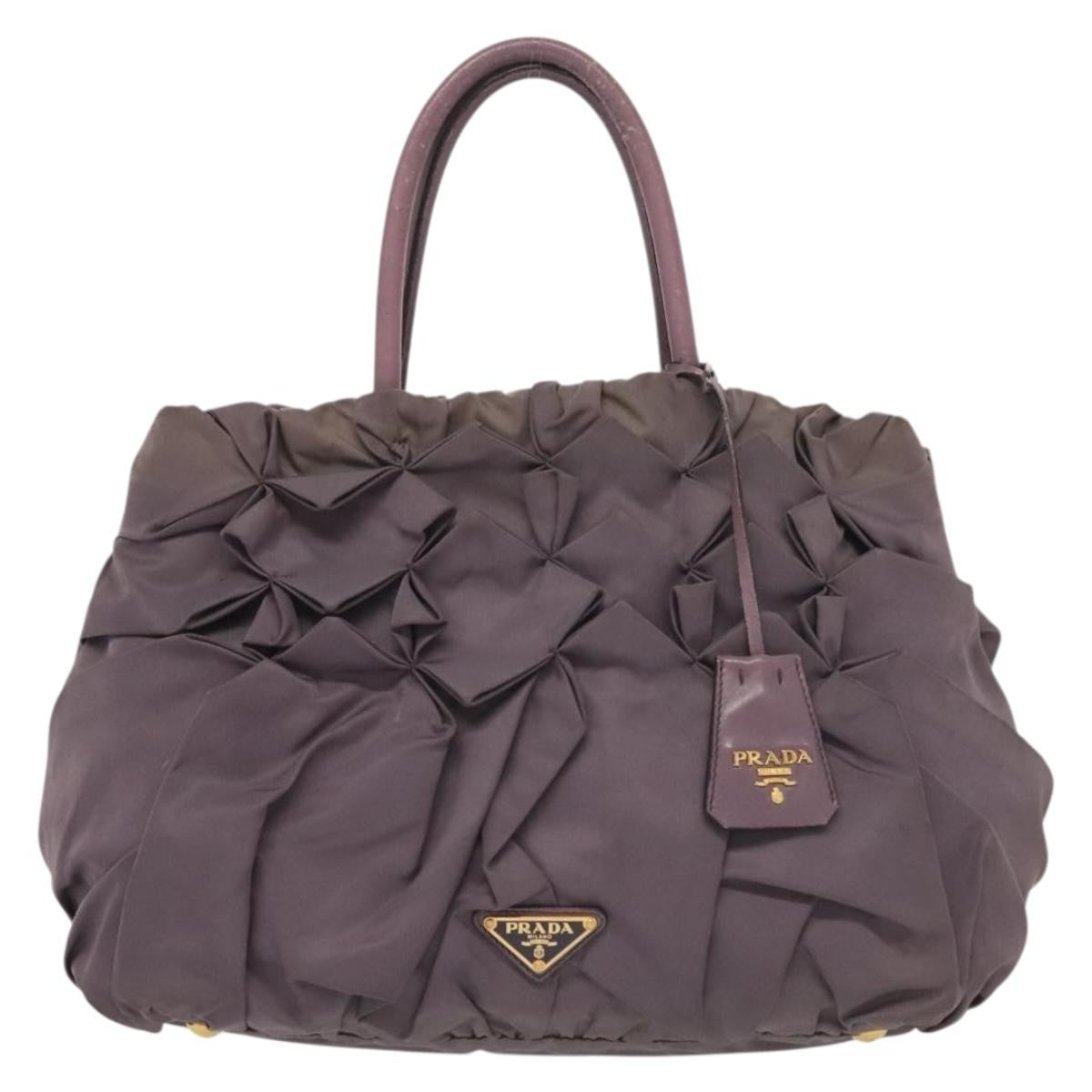 Prada PRADA Hand Bag Nylon Purple Gold Authentic 137586