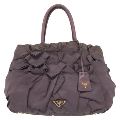 Prada PRADA Hand Bag Nylon Purple Gold Authentic 137586
