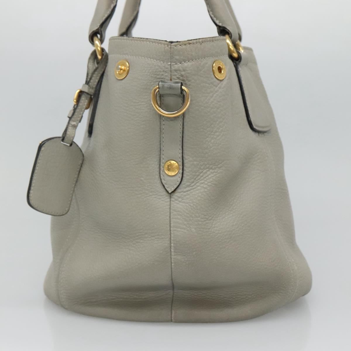Prada PRADA Hand Bag Leather 2way Gray Authentic BA005