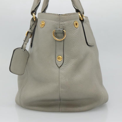 Prada PRADA Hand Bag Leather 2way Gray Authentic BA005