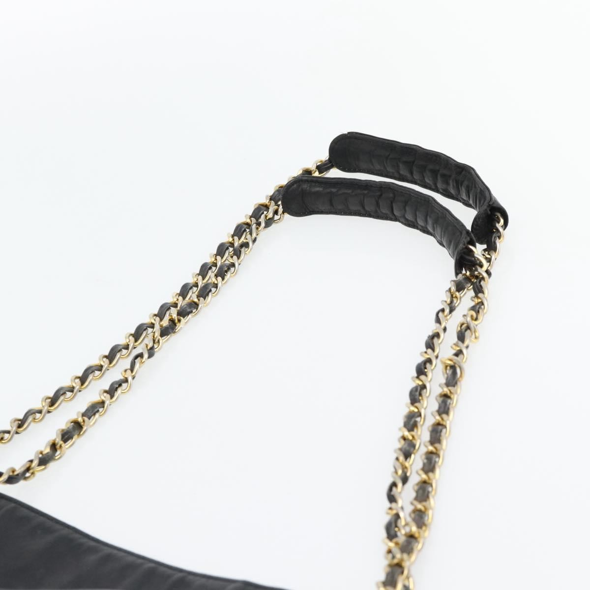 Chanel CHANEL Matelasse Chain Tote Bag Leather Black Gold CC Authentic BA13071