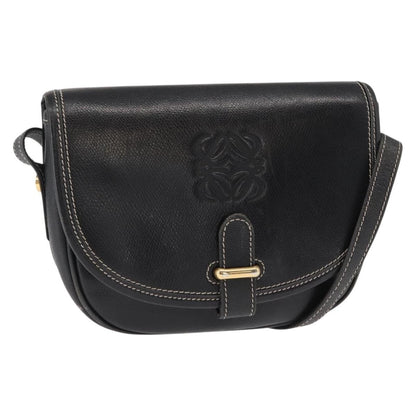 Loewe LOEWE Anagram Shoulder Bag Leather Black Gold Authentic ep12382
