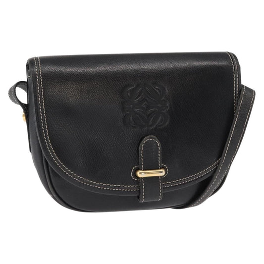 Loewe LOEWE Anagram Shoulder Bag Leather Black Gold Authentic ep12382