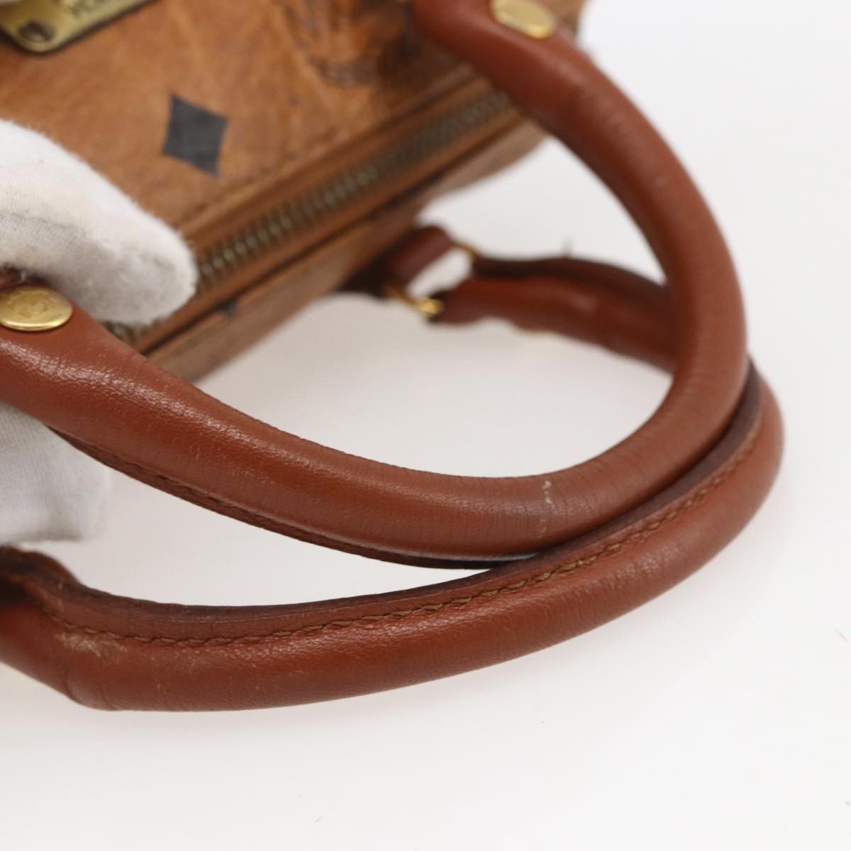 MCM MCM Logogram Vicetos Hand Bag PVC Leather Brown Gold Authentic bs31000