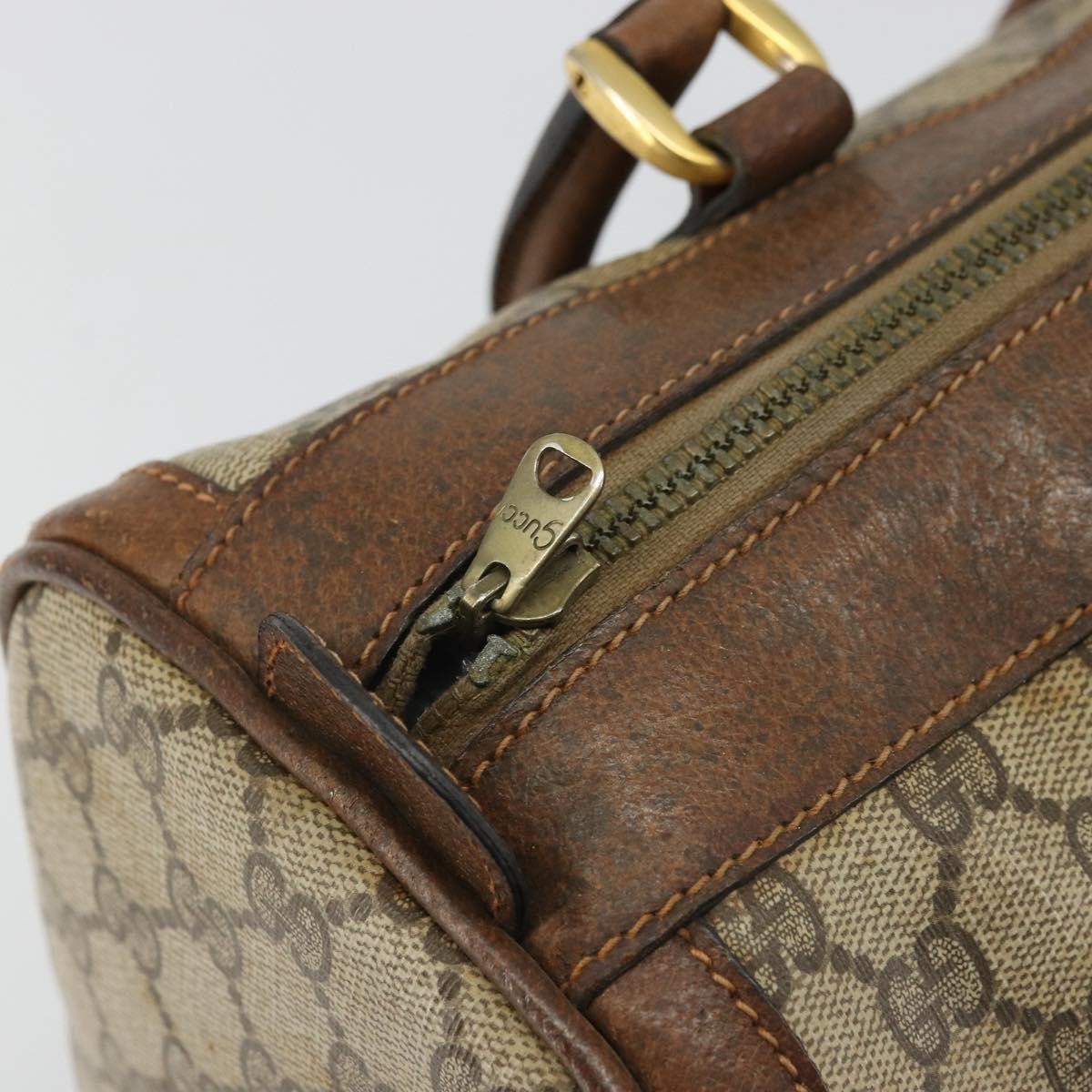 Gucci GUCCI GG Supreme Hand Bag PVC Beige Gold Authentic YKZ987