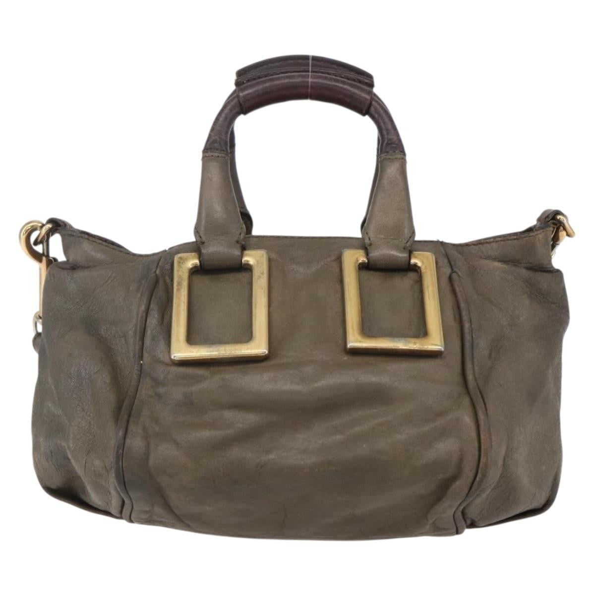 Chloé Chloé Chloe Etel Hand Bag Leather 2way Beige Gold Authentic bs30955