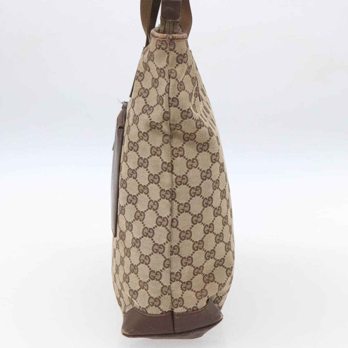 Gucci GUCCI GG Canvas Tote Bag Beige Silver 28892 Authentic 162386