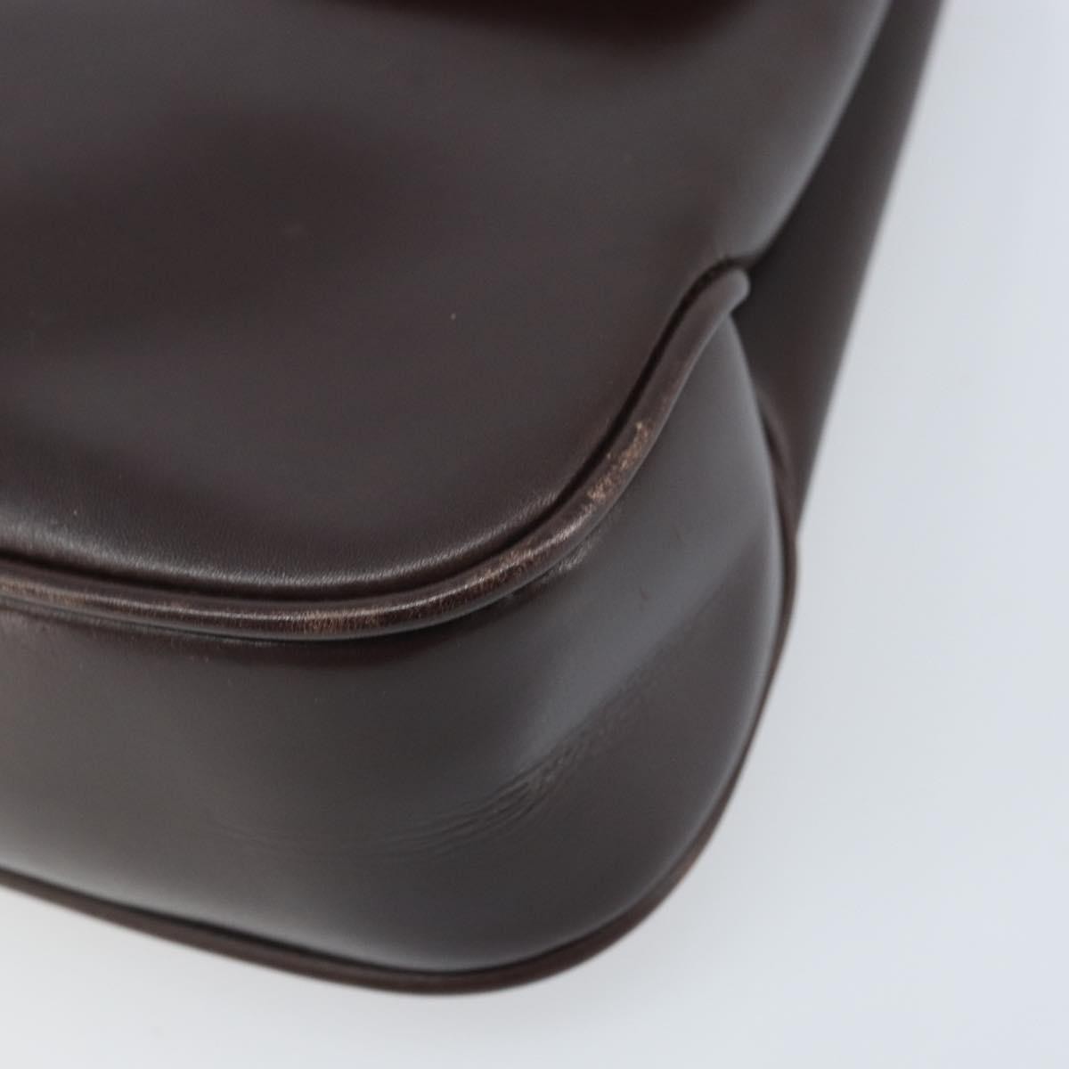 Gucci GUCCI Hand Bag Leather Brown Gold Authentic BAZ167