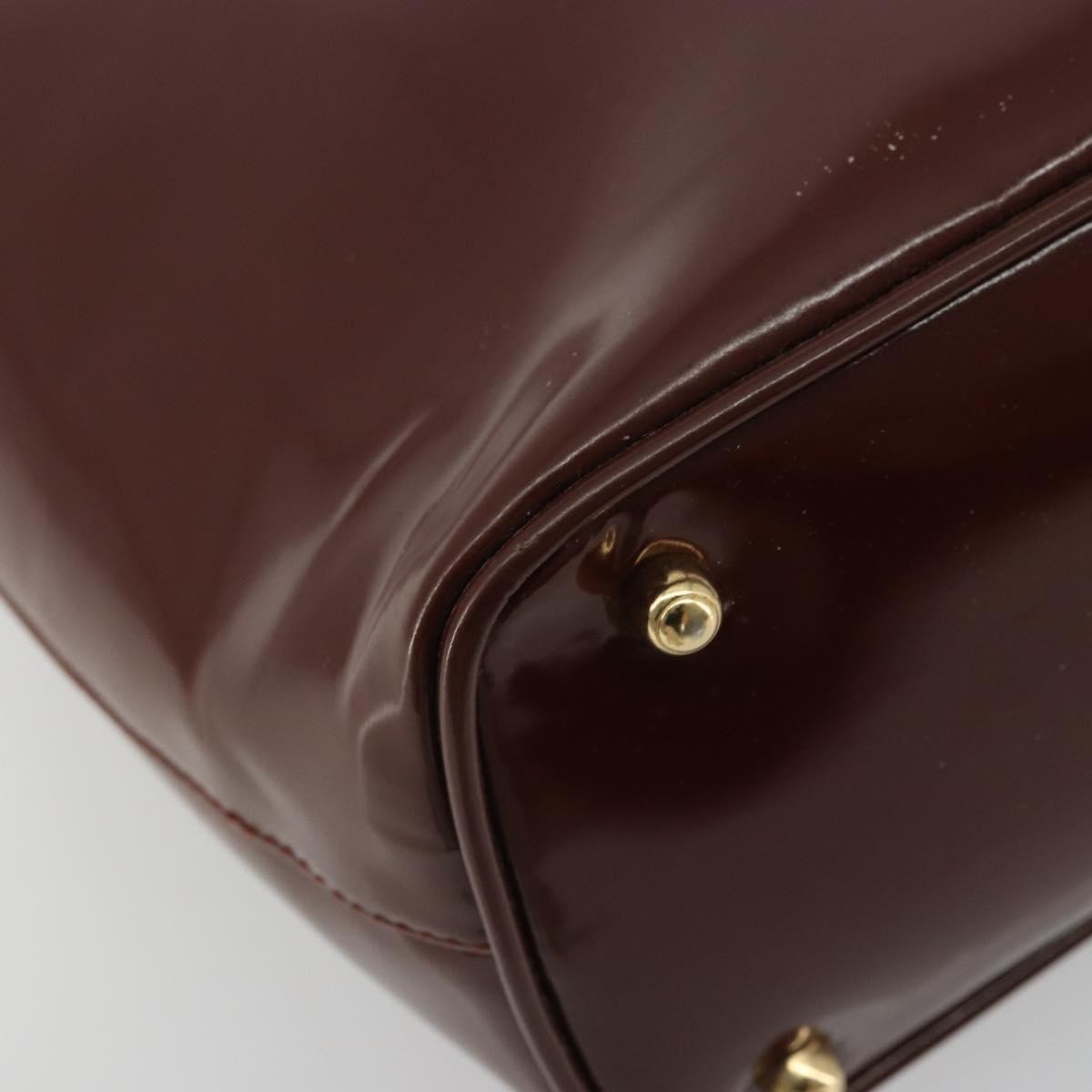 Gucci GUCCI Bamboo Hand Bag Patent leather Brown Gold 000 781 0295 Authentic 175307