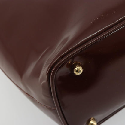 Gucci GUCCI Bamboo Hand Bag Patent leather Brown Gold 000 781 0295 Authentic 175307