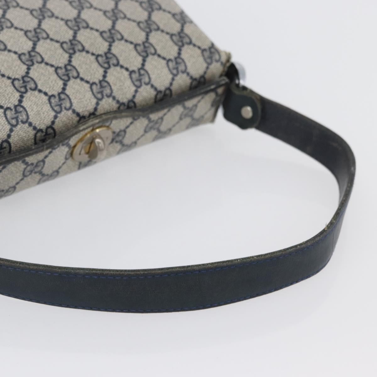 Gucci GUCCI GG Supreme Shoulder Bag PVC Navy Silver Authentic BAZ550