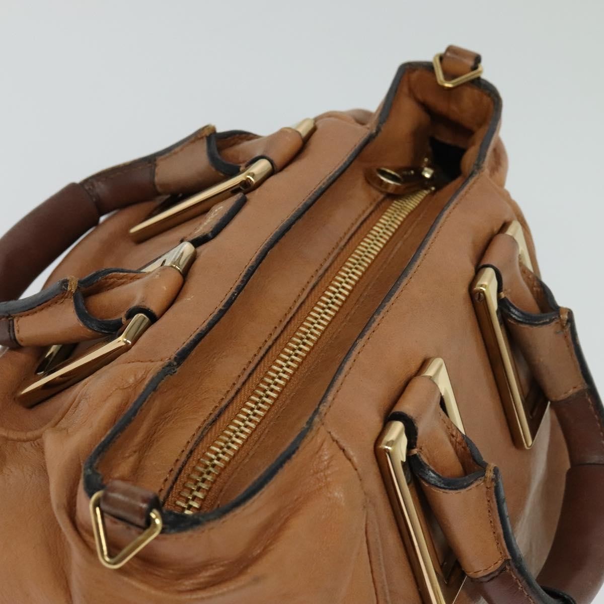 Chloé Chloé Chloe Hand Bag Leather 2way Brown Gold Authentic BA590