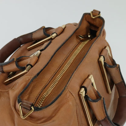 Chloé Chloé Chloe Hand Bag Leather 2way Brown Gold Authentic BA590