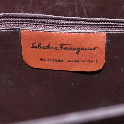 Salvatore Ferragamo Salvatore Ferragamo Gancini Hand Bag Leather Brown Gold Authentic 150384