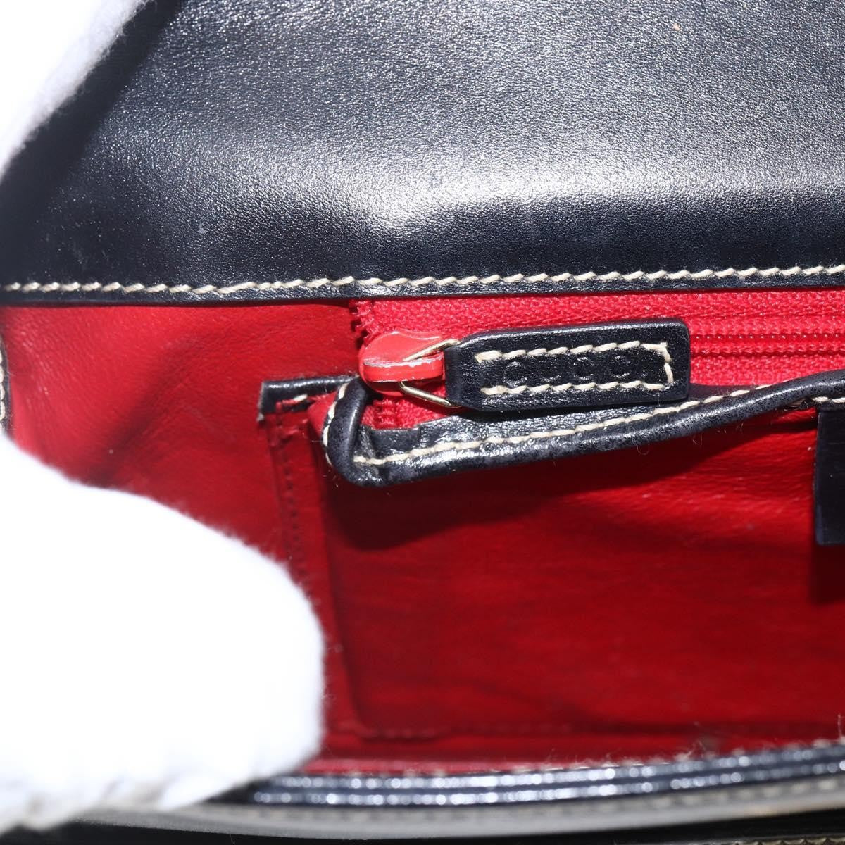Gucci GUCCI Shoulder Bag Leather Black Gold 001 4214 Authentic 148566