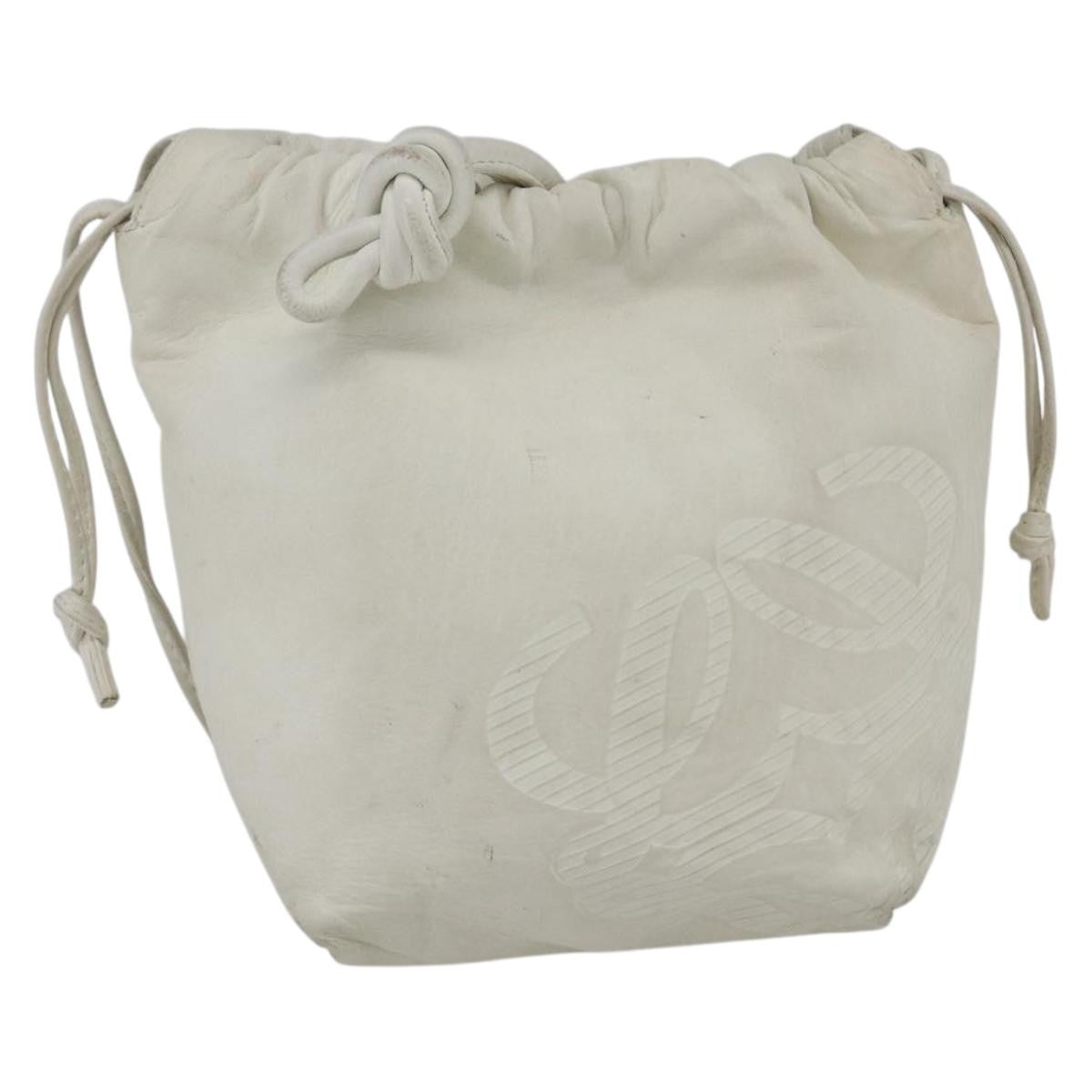 Loewe LOEWE Anagram Shoulder Bag Leather White Gold Authentic 162166