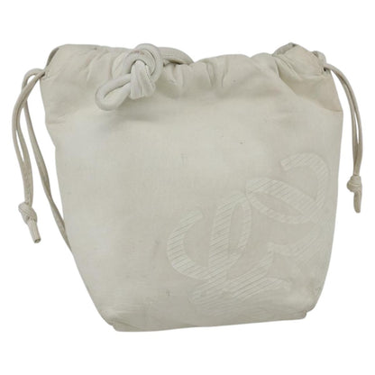 Loewe LOEWE Anagram Shoulder Bag Leather White Gold Authentic 162166