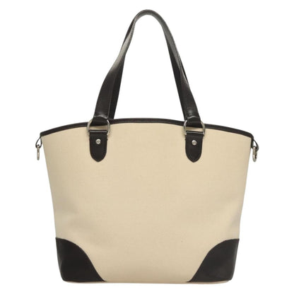 Burberry BURBERRY Tote Bag Canvas Leather White Silver Authentic bs28323