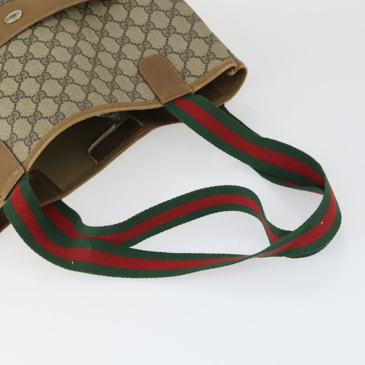 Gucci GUCCI GG Supreme Web Sherry Line Tote Bag PVC 5 Set Beige Red Authentic mr1849