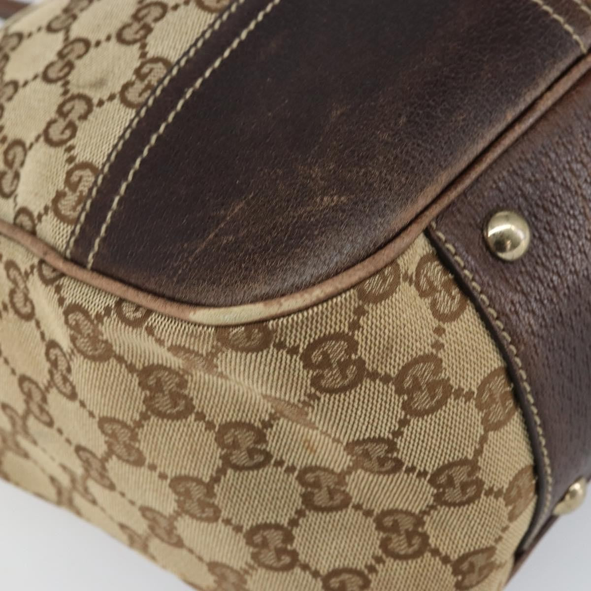 Gucci GUCCI GG Canvas Web Sherry Line Pretty Tote Bag Beige Gold 161719 Authentic 168420