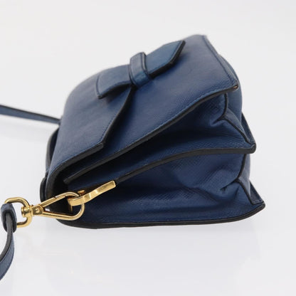 Prada PRADA Hand Bag Safiano leather 2way Blue Gold Authentic 163032