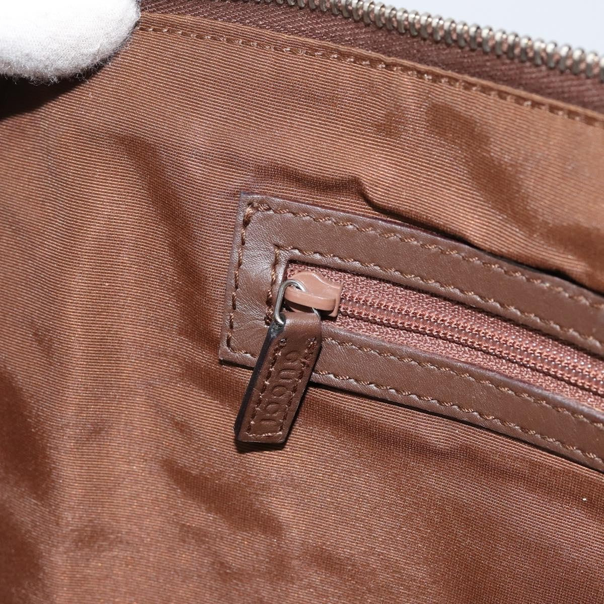 Gucci GUCCI GG Canvas Hand Bag Leather Brown Gold Authentic 149459