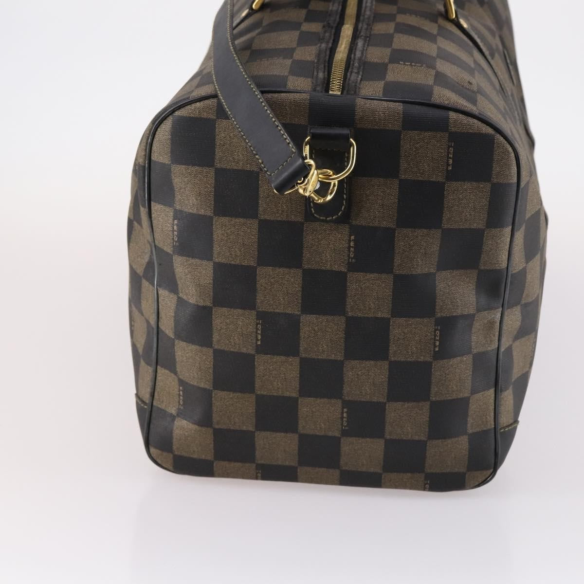 Fendi FENDI Pecan Canvas Boston Bag PVC 2way Black Brown Authentic 141408