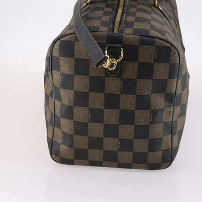 Fendi FENDI Pecan Canvas Boston Bag PVC 2way Black Brown Authentic 141408