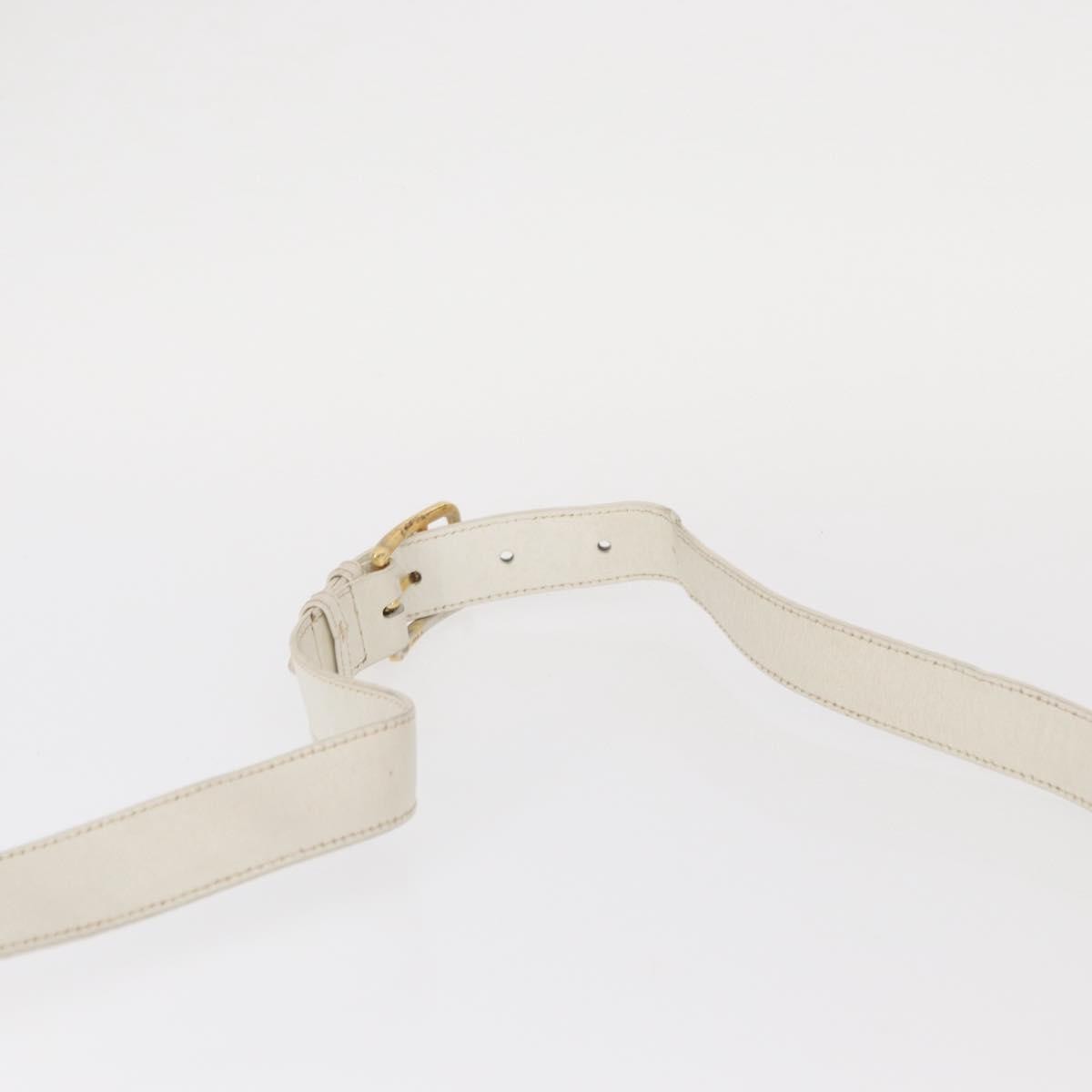 Celine CELINE Shoulder Bag Leather White Gold Authentic yk19773