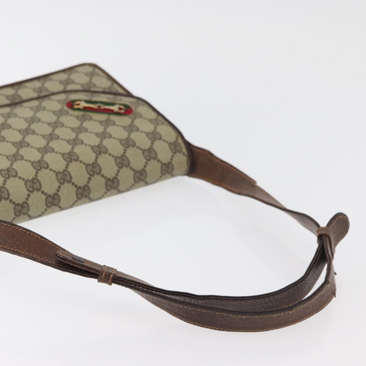 Gucci GUCCI GG Supreme Web Sherry Line Shoulder Bag PVC Leather Beige Gold Authentic 100377