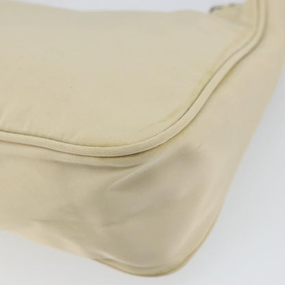 Prada PRADA Hand Bag Nylon Ivory Silver Authentic 163192