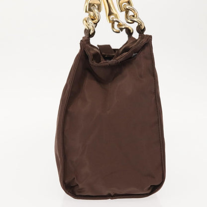Prada PRADA Hand Bag Nylon Brown Gold Authentic 148292