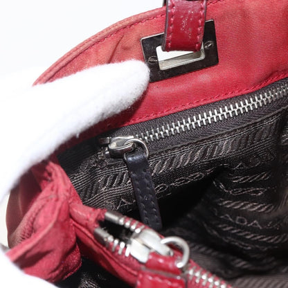 Prada PRADA Hand Bag Nylon Red Silver Authentic 170383