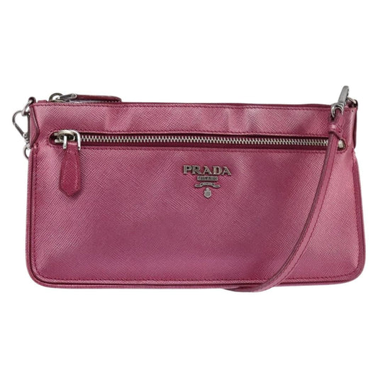 Prada PRADA Shoulder Bag Safiano leather Pink Silver Authentic SW1708