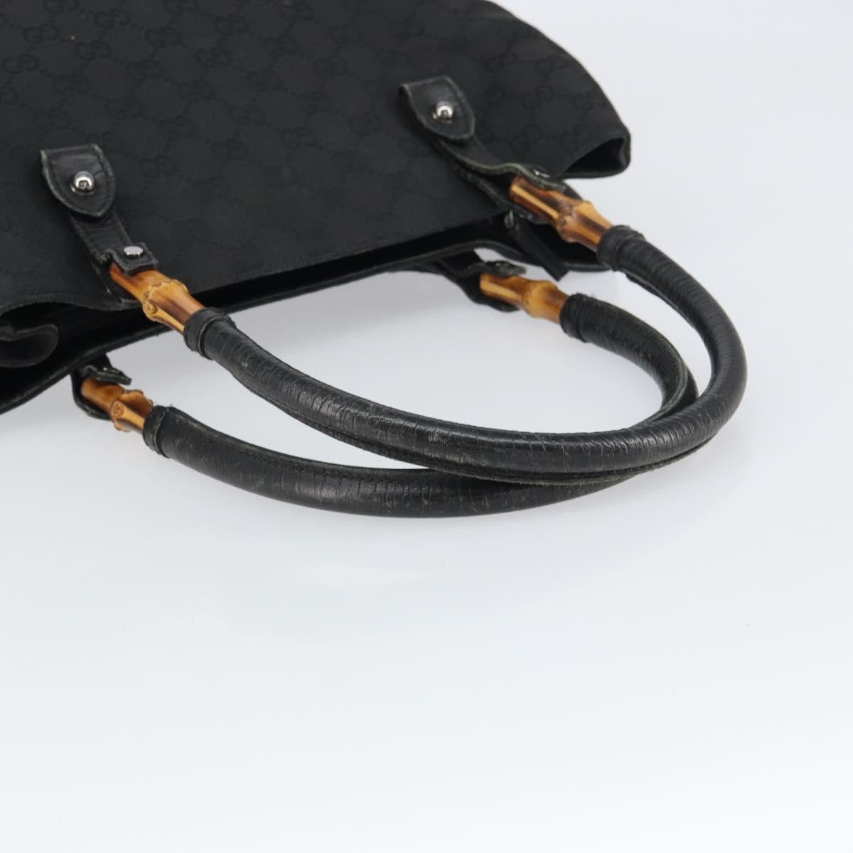 Gucci GUCCI GG Canvas Bamboo Tote Bag Black 112526 Authentic 158362