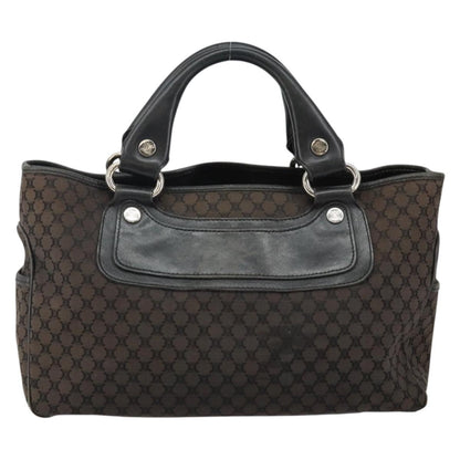 Celine CELINE Macadam Canvas Boogie Hand Bag Dark Brown Black Silver Authentic ti3458