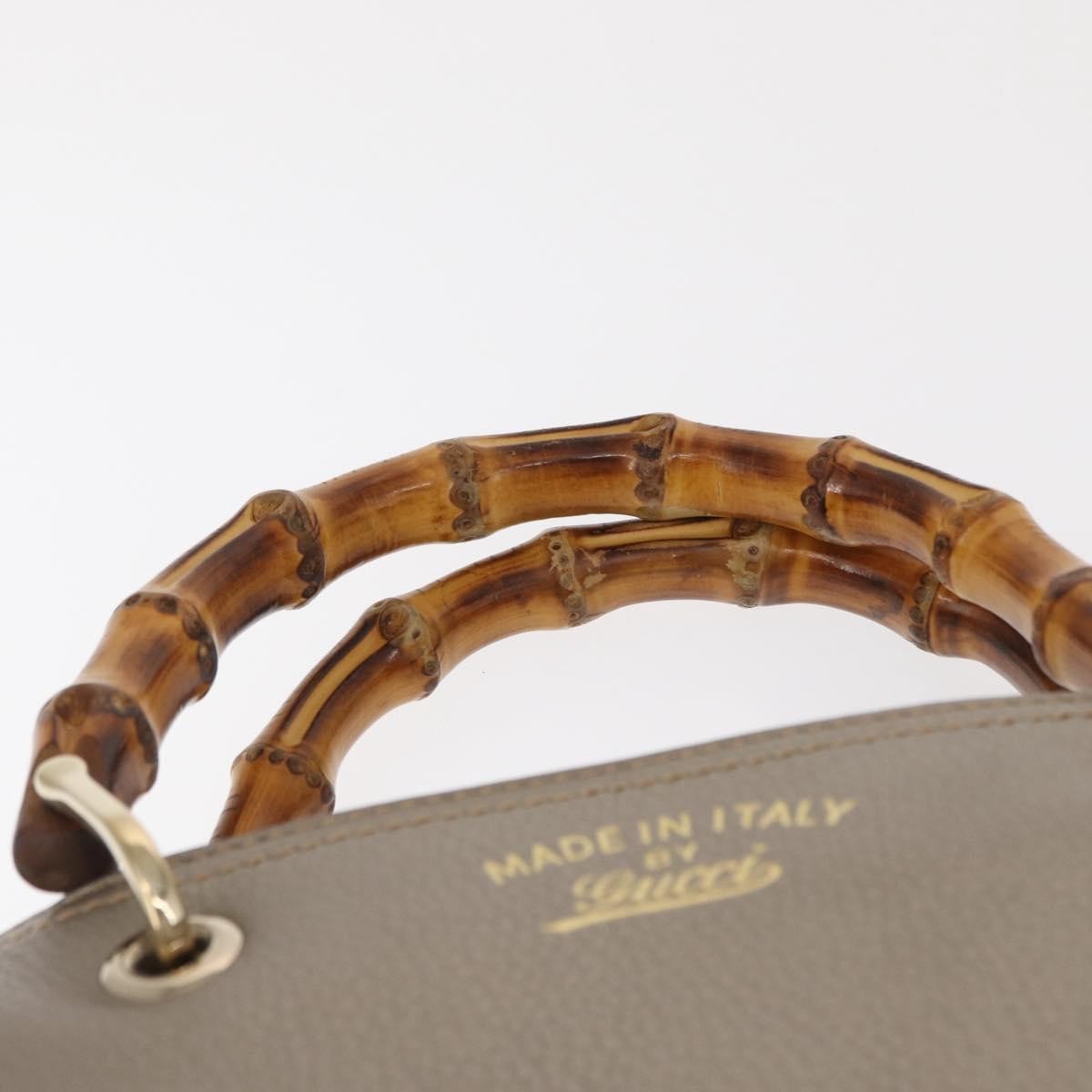 Gucci GUCCI Bamboo Hand Bag Leather Silver Gold 336032 Authentic ep12914