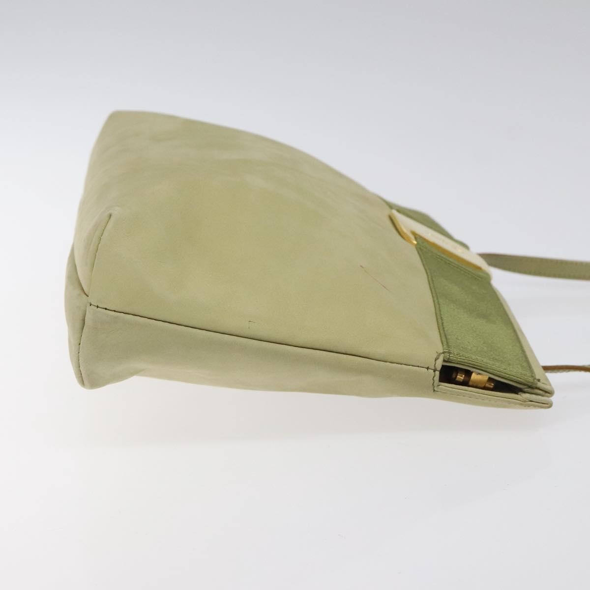 Salvatore Ferragamo Salvatore Ferragamo Shoulder Bag Suede Green Gold Authentic bs25782