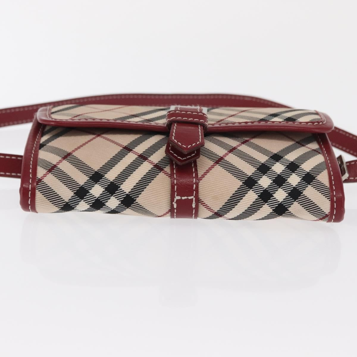 Burberry BURBERRY Nova Check Blue Label Waist Bag Canvas 2way Beige Silver Authentic 169117