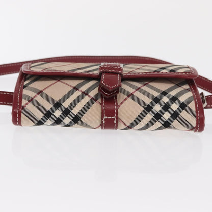 Burberry BURBERRY Nova Check Blue Label Waist Bag Canvas 2way Beige Silver Authentic 169117