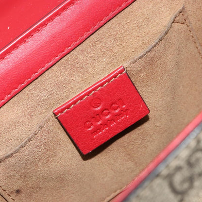 Gucci GUCCI GG Supreme Chain Shoulder Bag PVC Red Gold 409487 Authentic ka4469