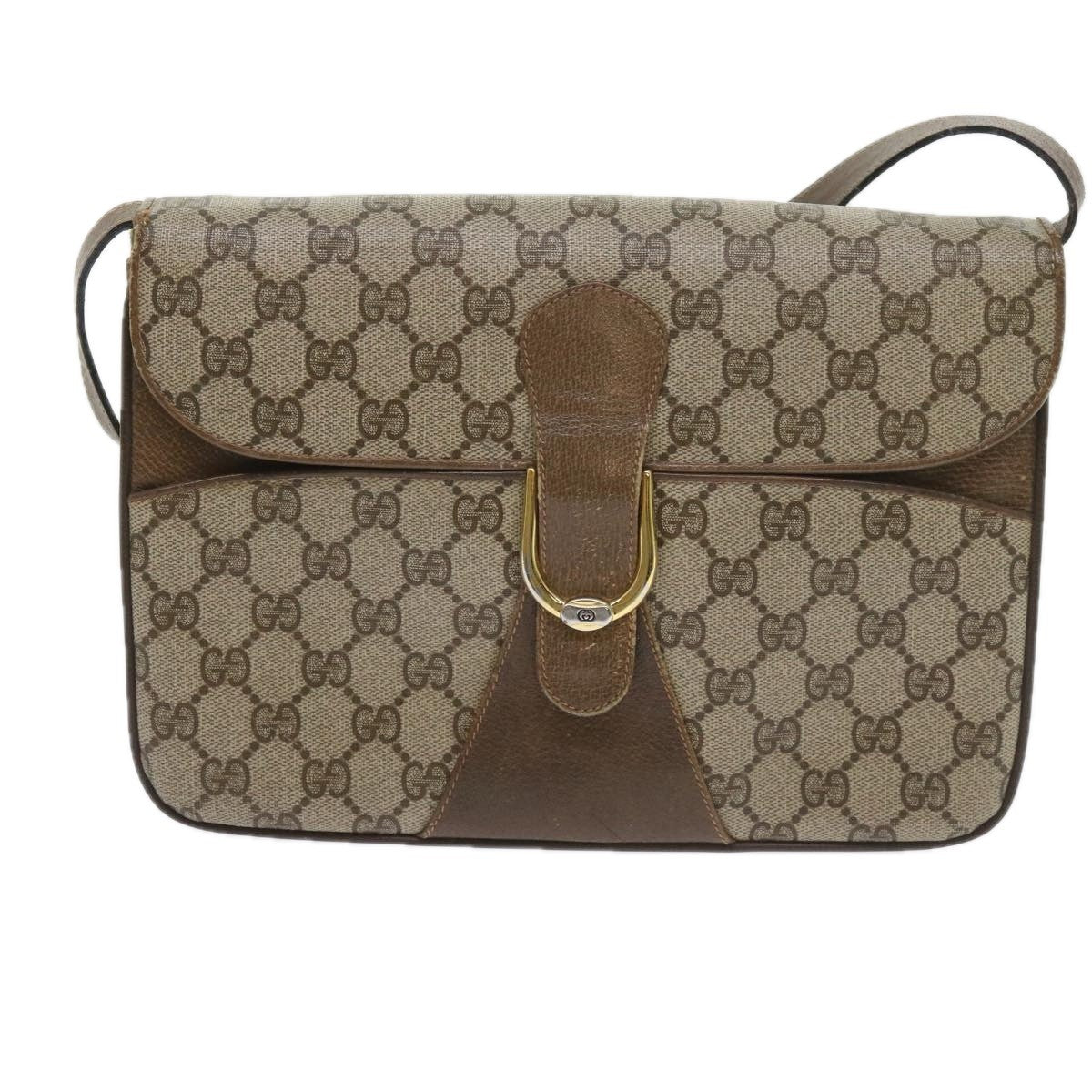 Gucci GUCCI GG Supreme Shoulder Bag PVC Leather Beige Authentic th4221