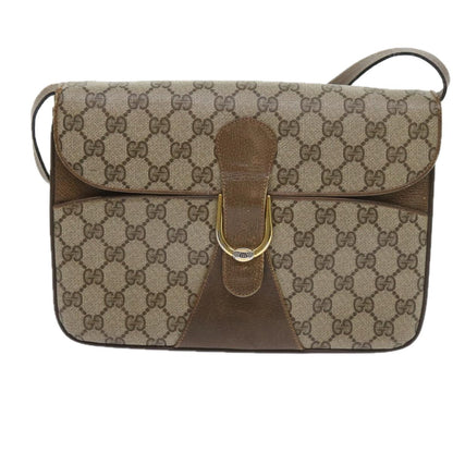 Gucci GUCCI GG Supreme Shoulder Bag PVC Leather Beige Authentic th4221