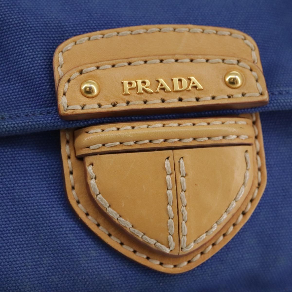 Prada PRADA Shoulder Bag Canvas Blue Authentic 111326