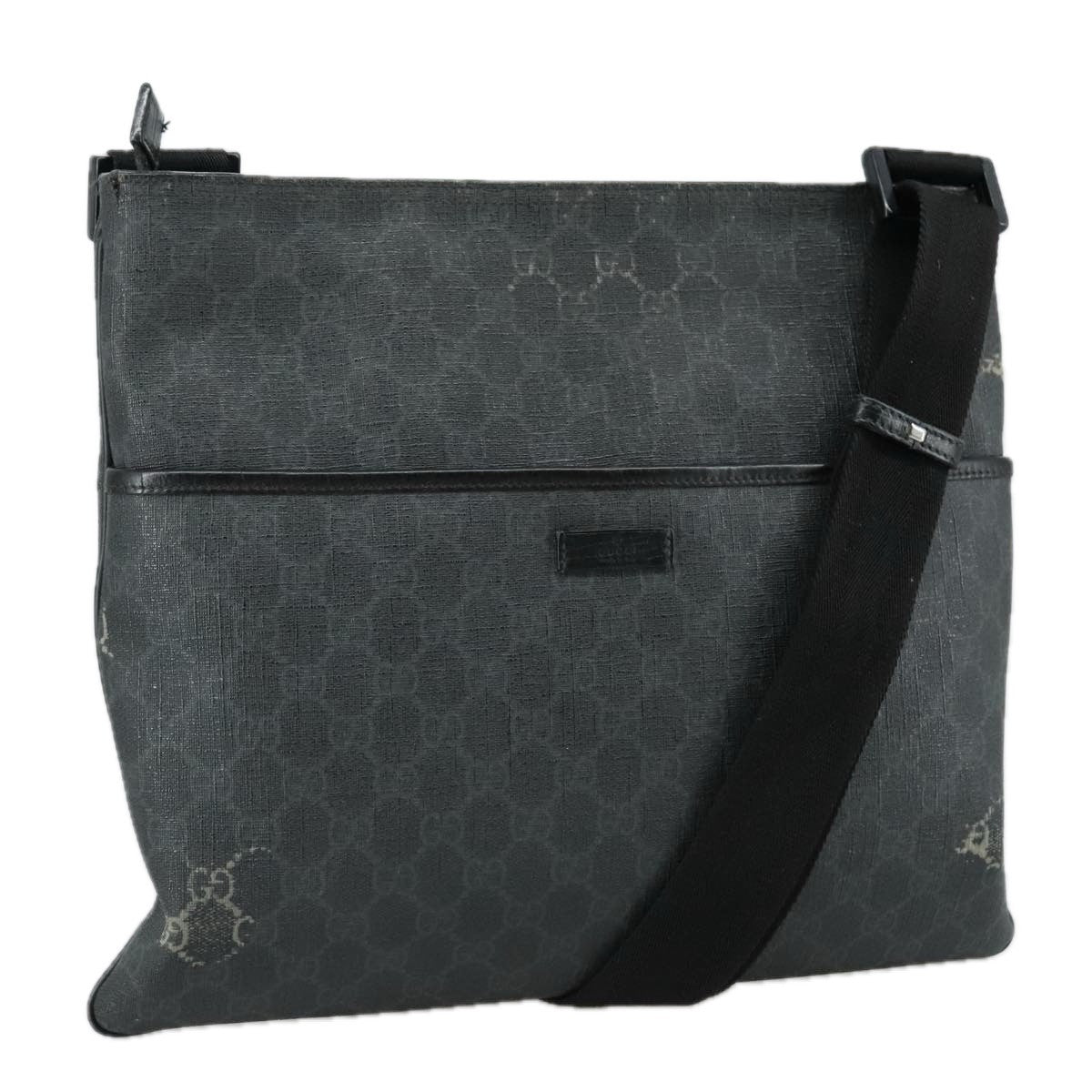 Gucci GUCCI GG Supreme Shoulder Bag PVC Leather Black 162904 Authentic yk16293