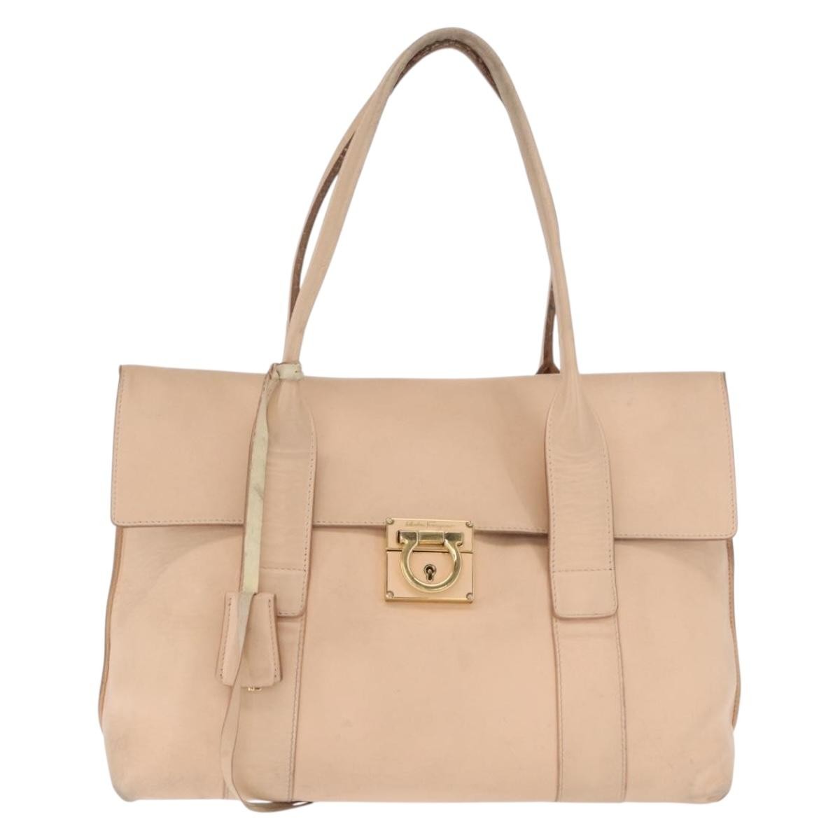 Salvatore Ferragamo Salvatore Ferragamo Gancini Shoulder Bag Leather Pink Gold Authentic 171552