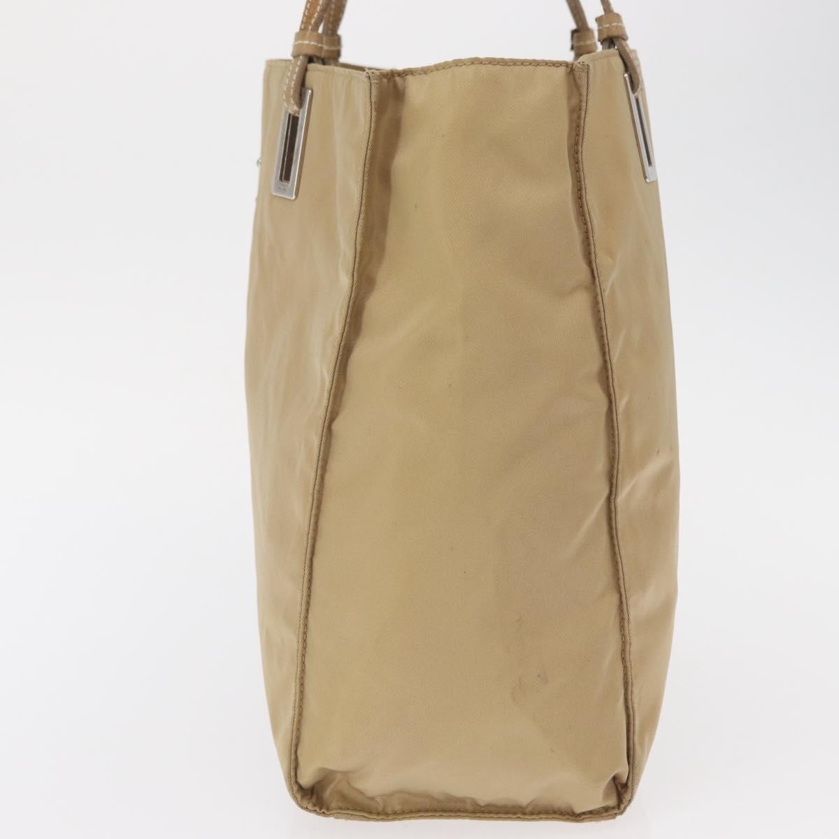 Prada PRADA Tote Bag Nylon Leather Beige Silver Authentic 156731