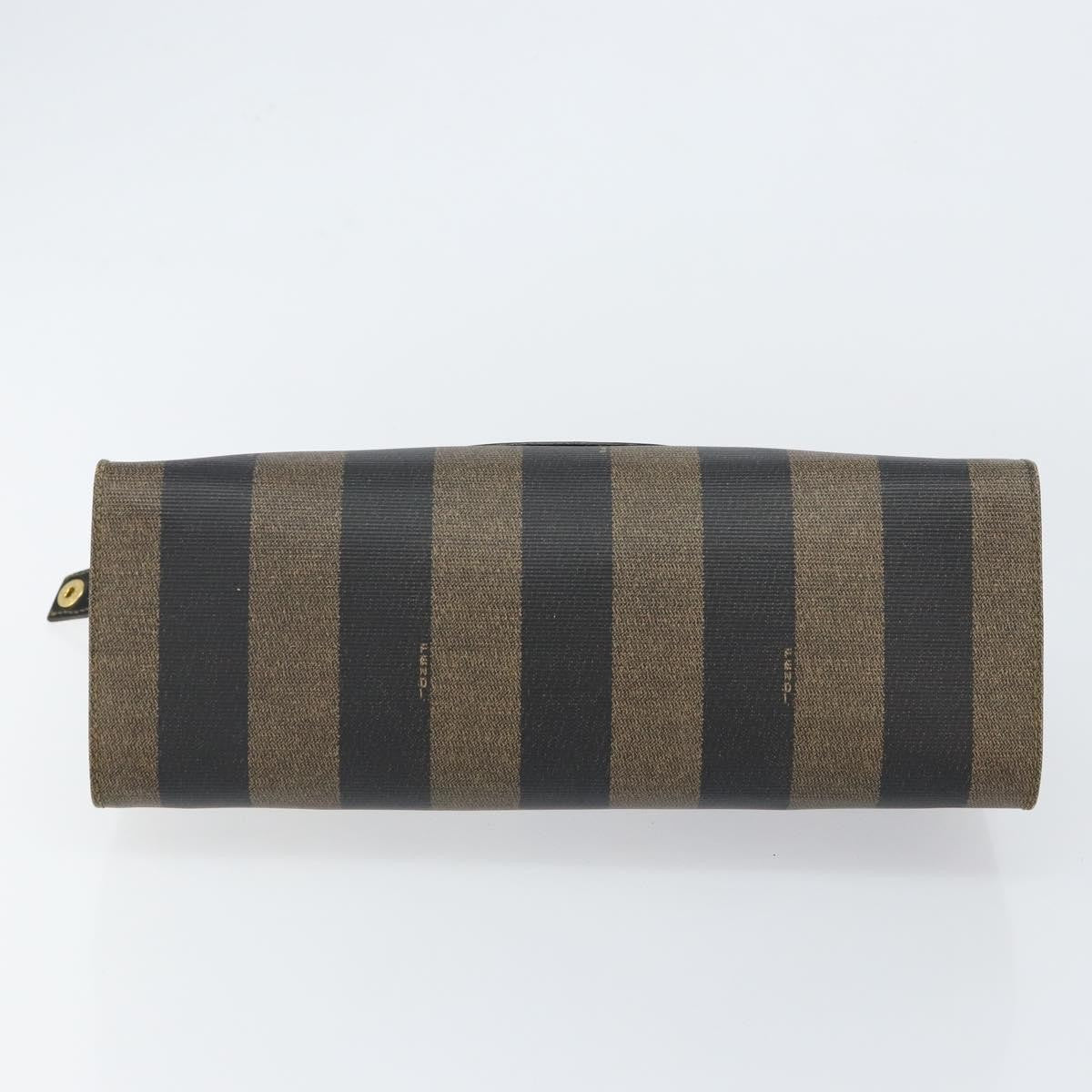 Fendi FENDI Pecan Canvas Hand Bag PVC Black Brown gold Authentic 150002