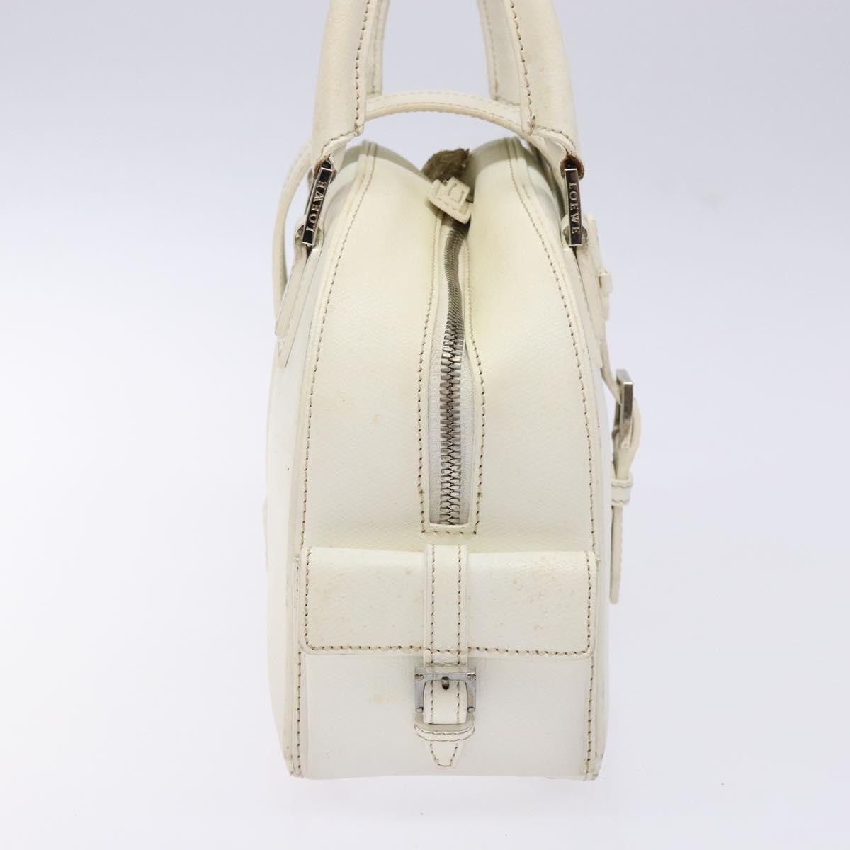 Loewe LOEWE Hand Bag Leather White Silver Authentic BA5296